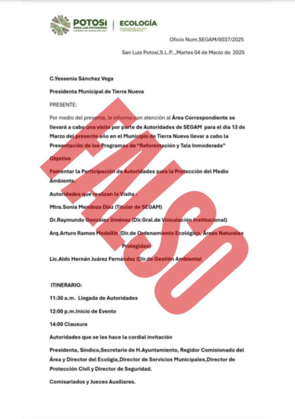 Gobierno Estatal alerta por falsa invitación de Segam a&nbsp;municipios