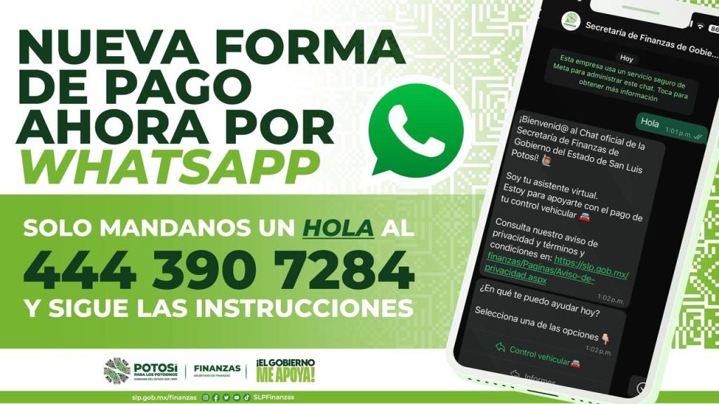 Lanza finanzas programa de pagos vía&nbsp;WhatsApp