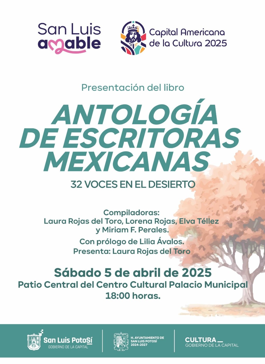 Se presentará la antología de escritoras potosinas, 32 voces en el desierto en Palacio&nbsp;Municipal