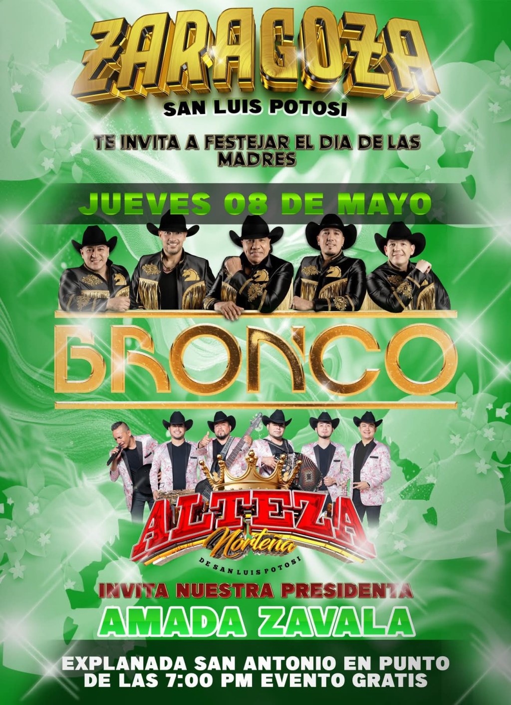 Bronco festejando a todas las mamás en Villa de&nbsp;Zaragoza