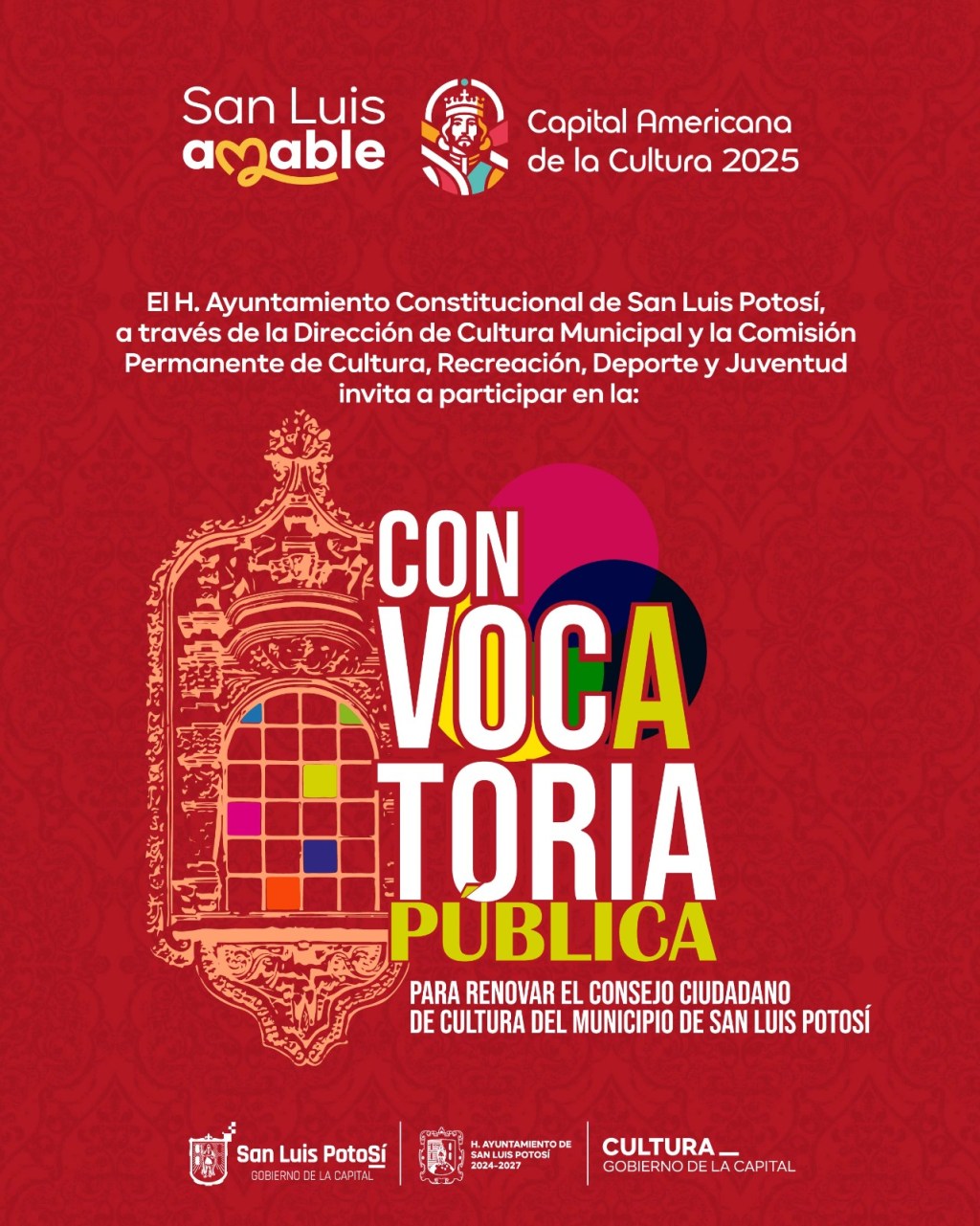 Gobierno de la capital emite convocatoria para renovación del consejo ciudadano de cultura le compraste al&nbsp;señor