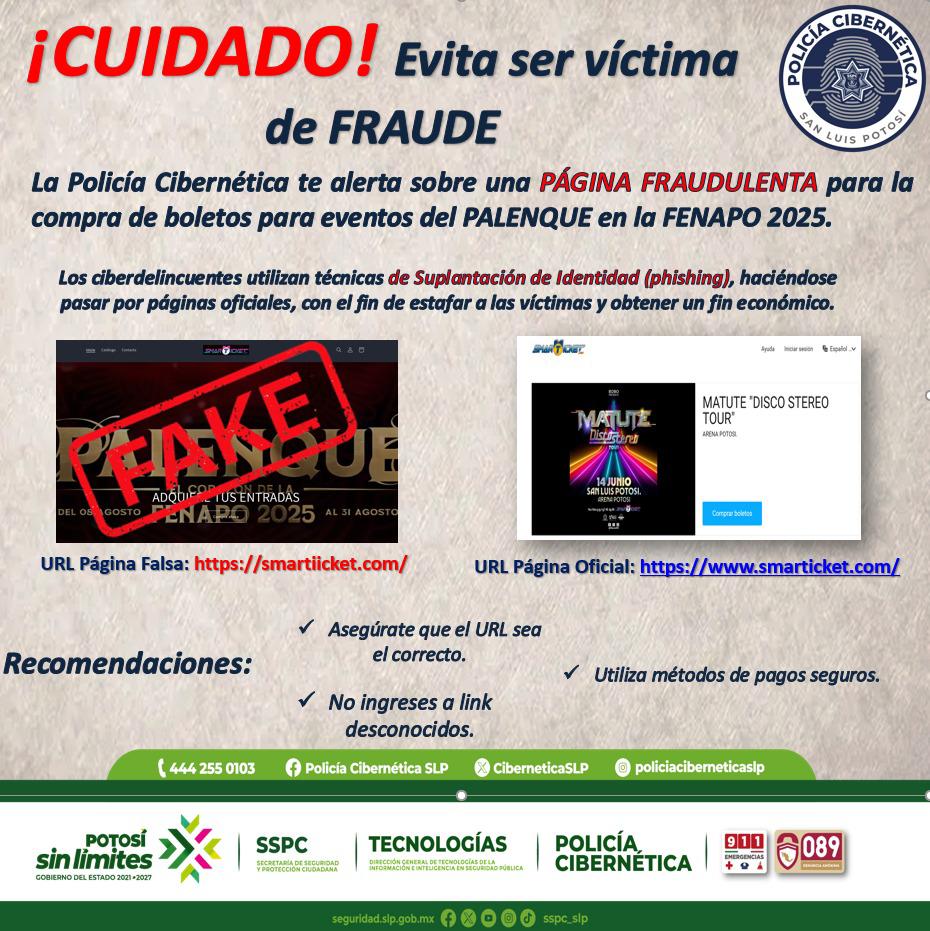 ¡CUIDADO! Suplantación de identidad (phishing) en venta de&nbsp;boletos