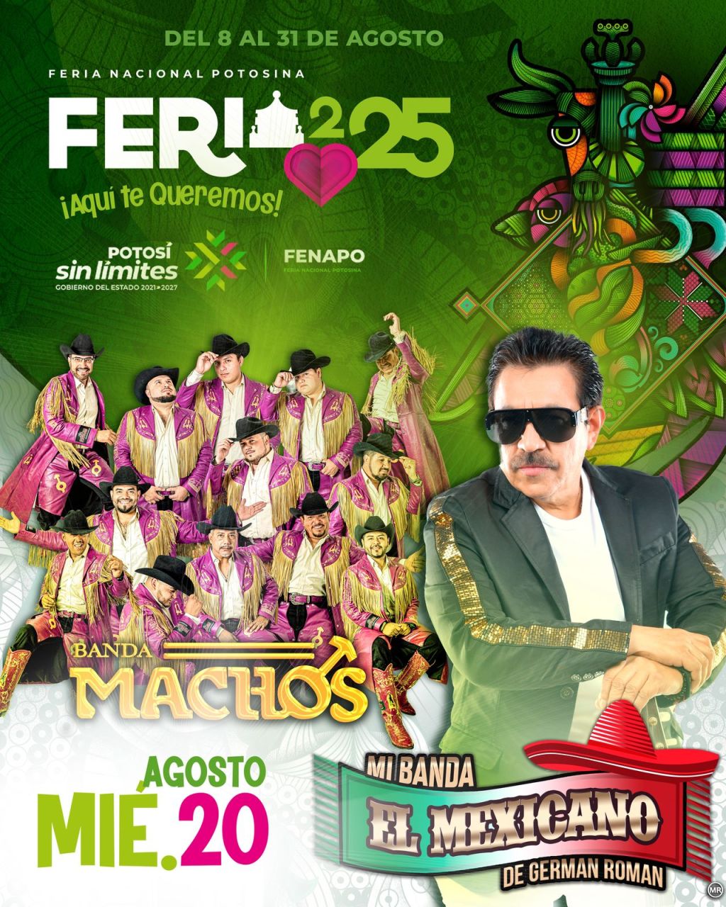 Banda Machos y Mi Banda El mexicano de Germán Román presentes en la Feria Nacional&nbsp;Potosina
