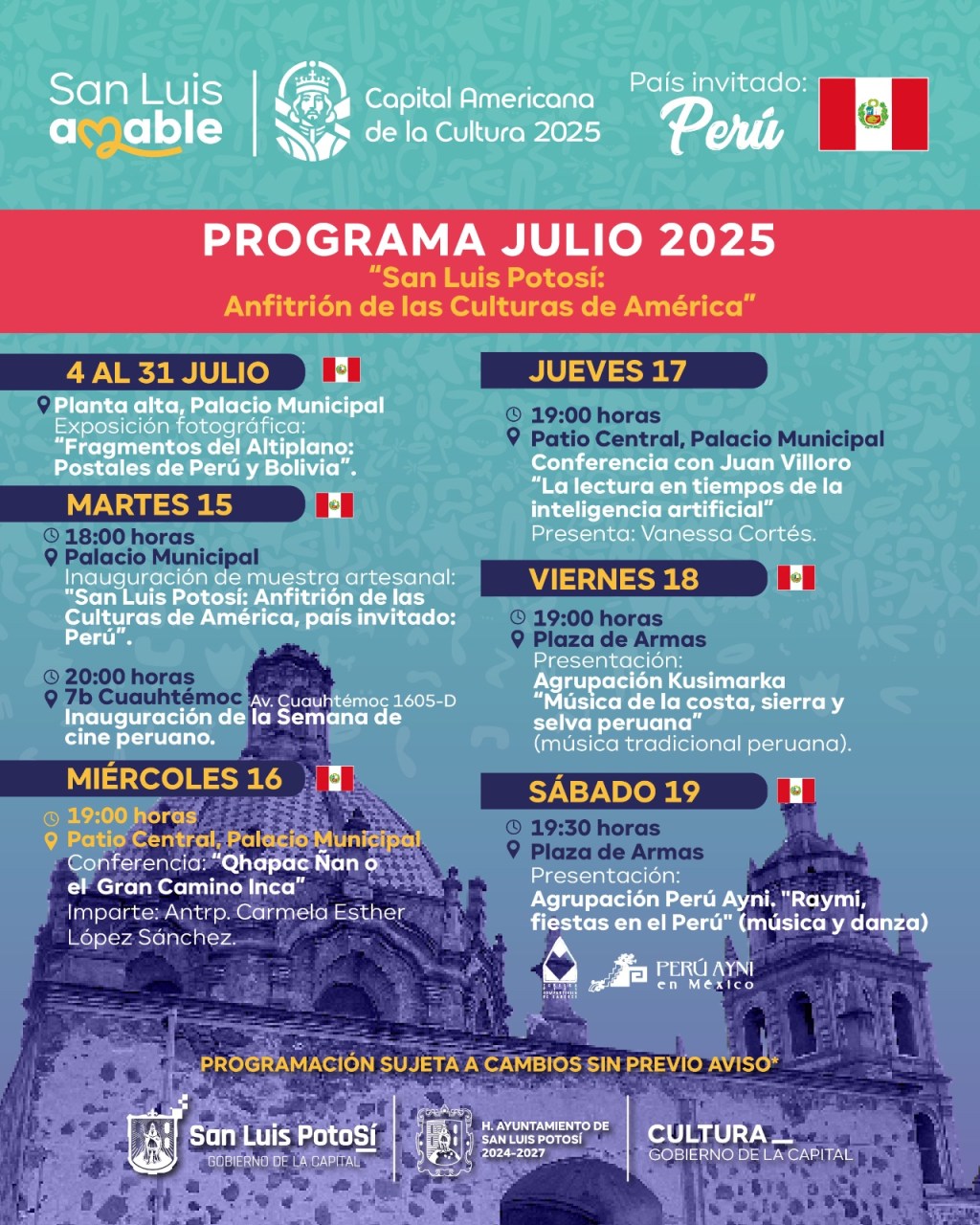 Arranca está semana San Luis Capital Americana de Cultura con Perú país&nbsp;invitado