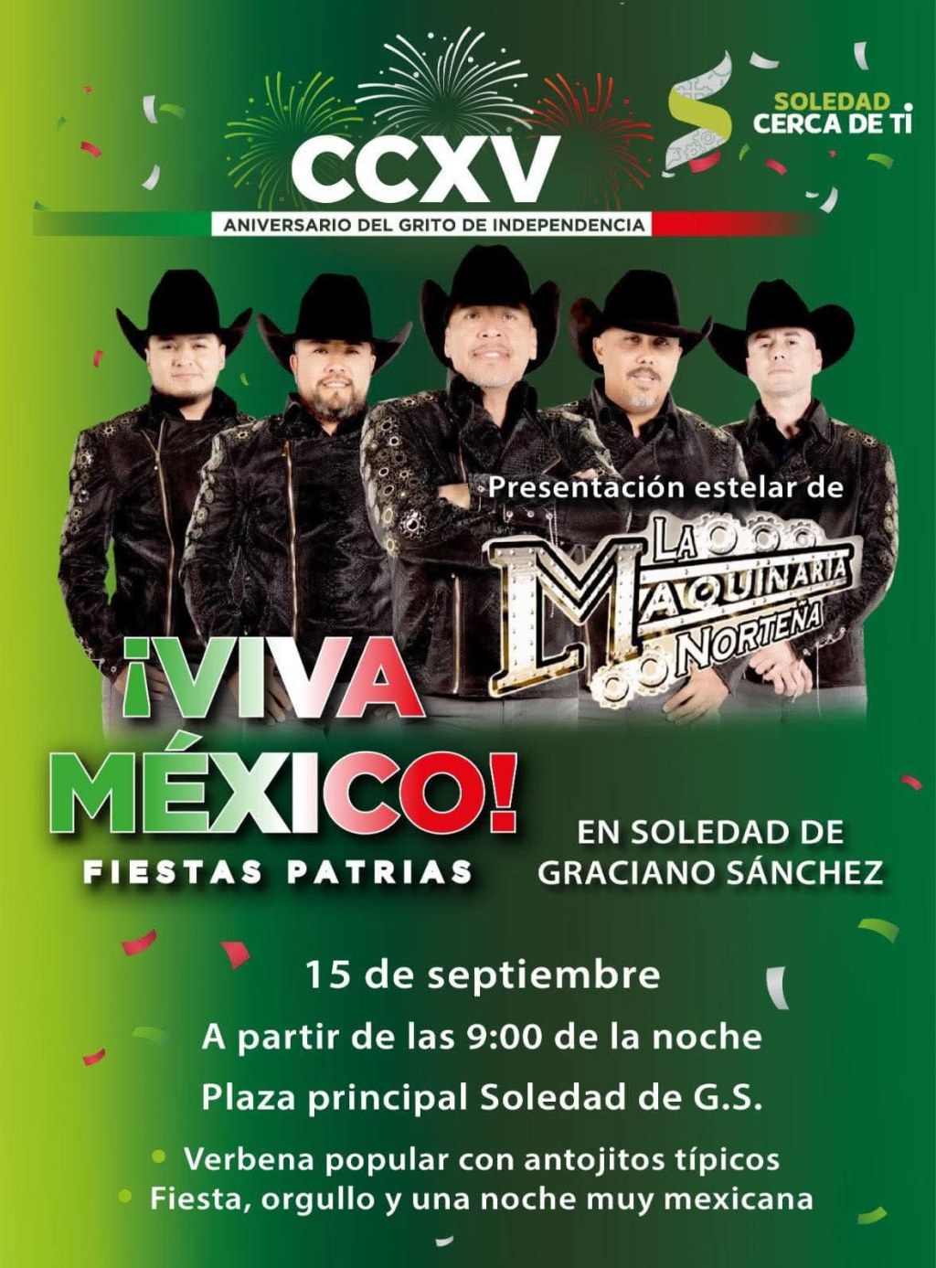 AYUNTAMIENTO DE SOLEDAD INVITA A DISFRUTAR LA TRADICIONAL NOCHE MEXICANA, ESTE 15 DE&nbsp;SEPTIEMBRE