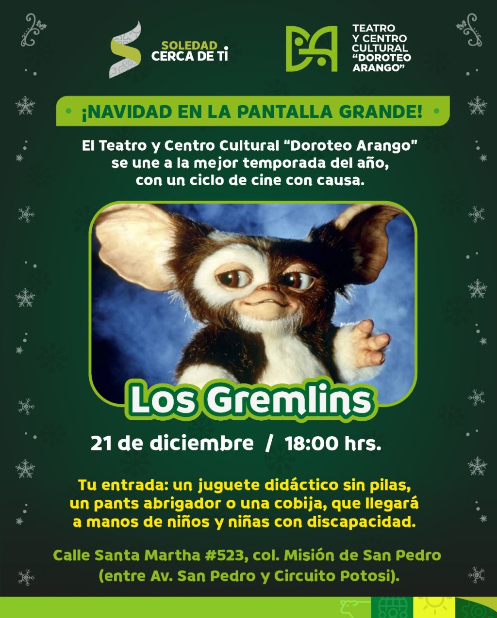 CINE CON CAUSA: SOLEDAD INVITA A COMPARTIR ABRIGO Y ALEGRÍA ESTA NAVIDAD CON USUARIOS DE LAS&nbsp;UBR’S