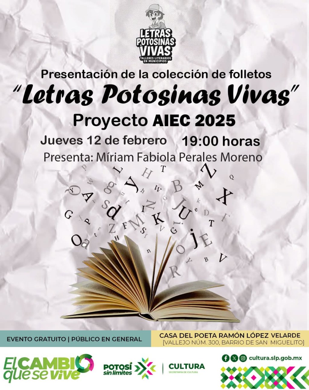 Hoy gran presentación de la colección de folletos «Letras Potosinas&nbsp;Vivas»
