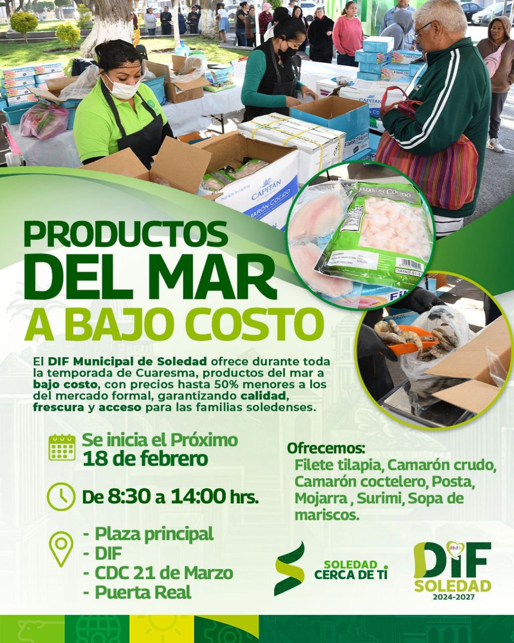 ¡ESTE MIÉRCOLES, INICIA VENTA DE PESCADOS Y MARISCOS A BAJO COSTO EN&nbsp;SOLEDAD!