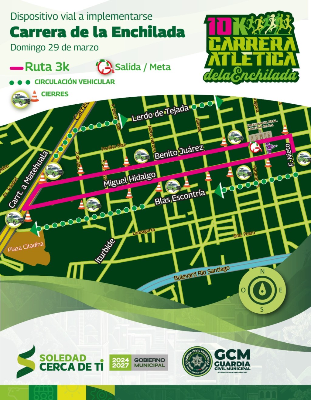 SEGURIDAD VIAL DE SOLEDAD DESPLEGARÁ DISPOSITIVO POR CARRERA ATLÉTICA DE LA ENCHILADA 2026