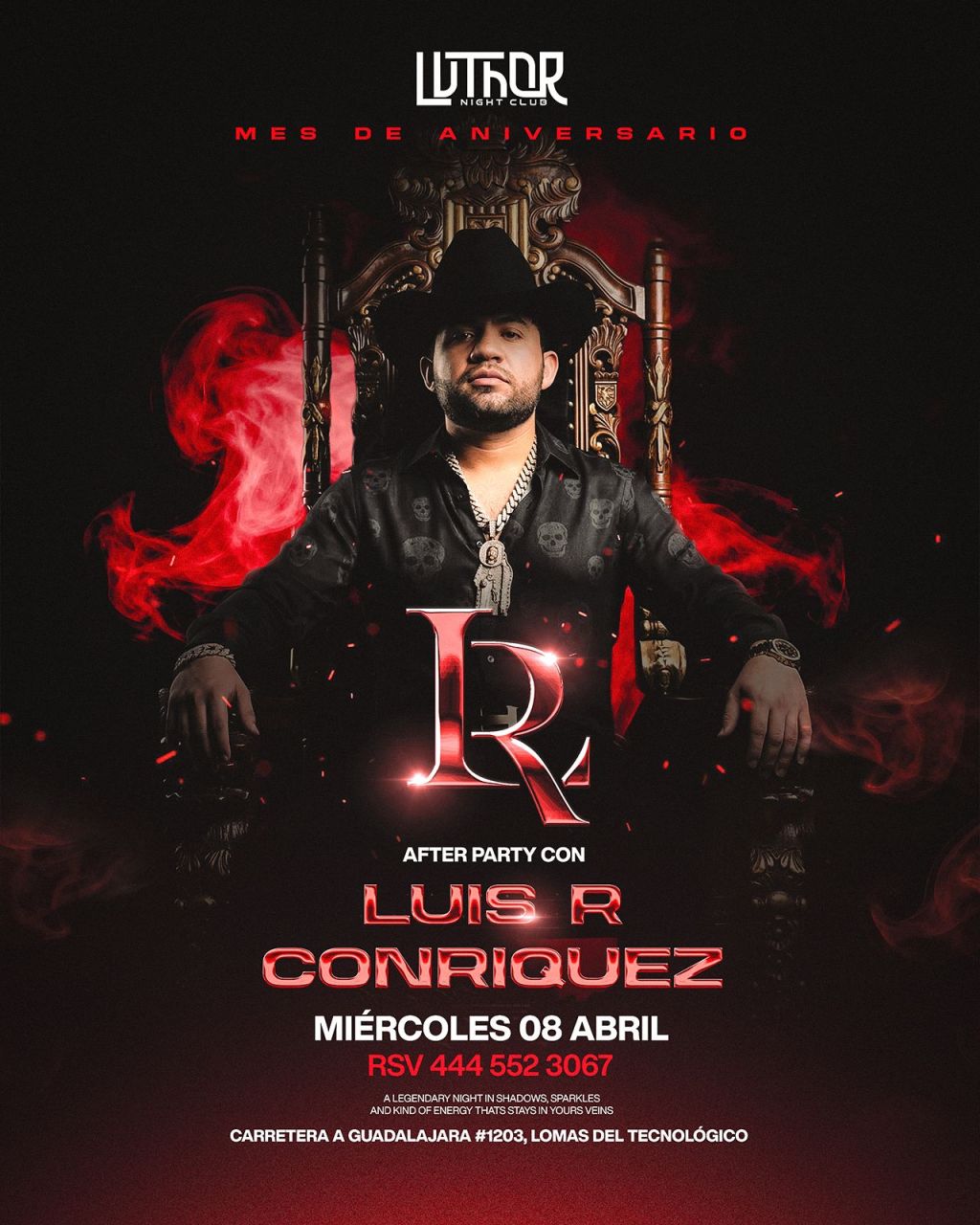Luis R Conriquez en el aniversario de Luthor