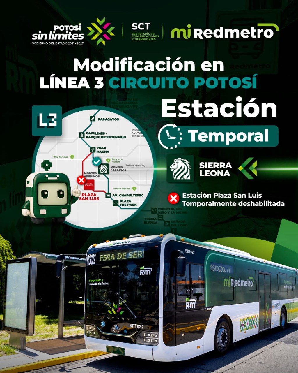 DESDE HOY, REDMETRO AJUSTA RECORRIDO DE LA LÍNEA&nbsp;3
