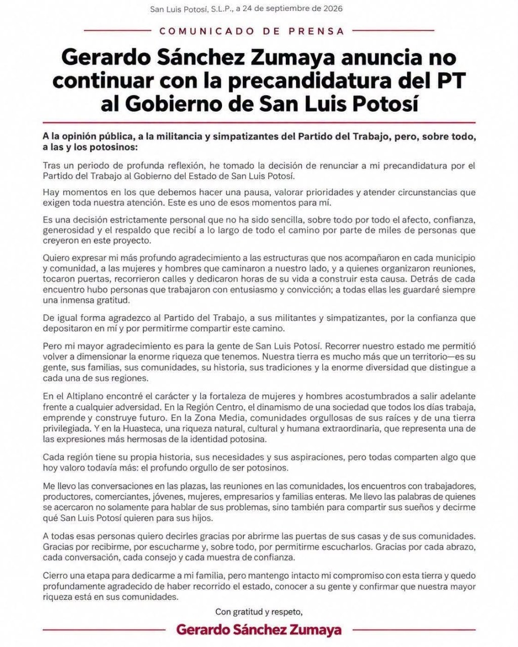 📢 GERARDO SÁNCHEZ ZUMAYA ANUNCIA SU&nbsp;DECISIÓN